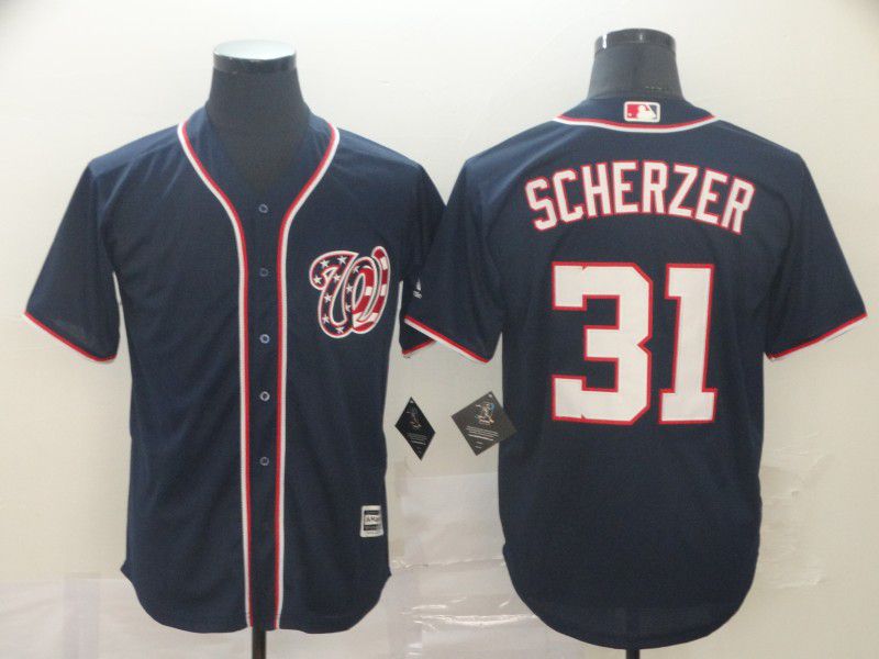 Men Washington Nationals #31 Scherzer Blue Game MLB Jerseys1